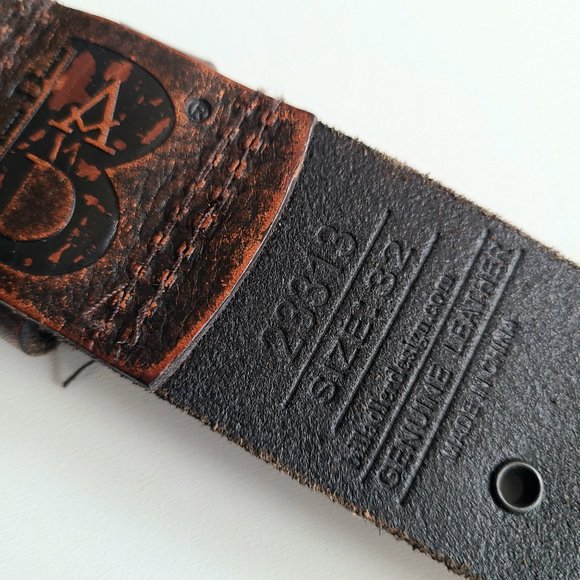 Bill Adler Design brown leather belt with metal setails. - Picture 12 of 12